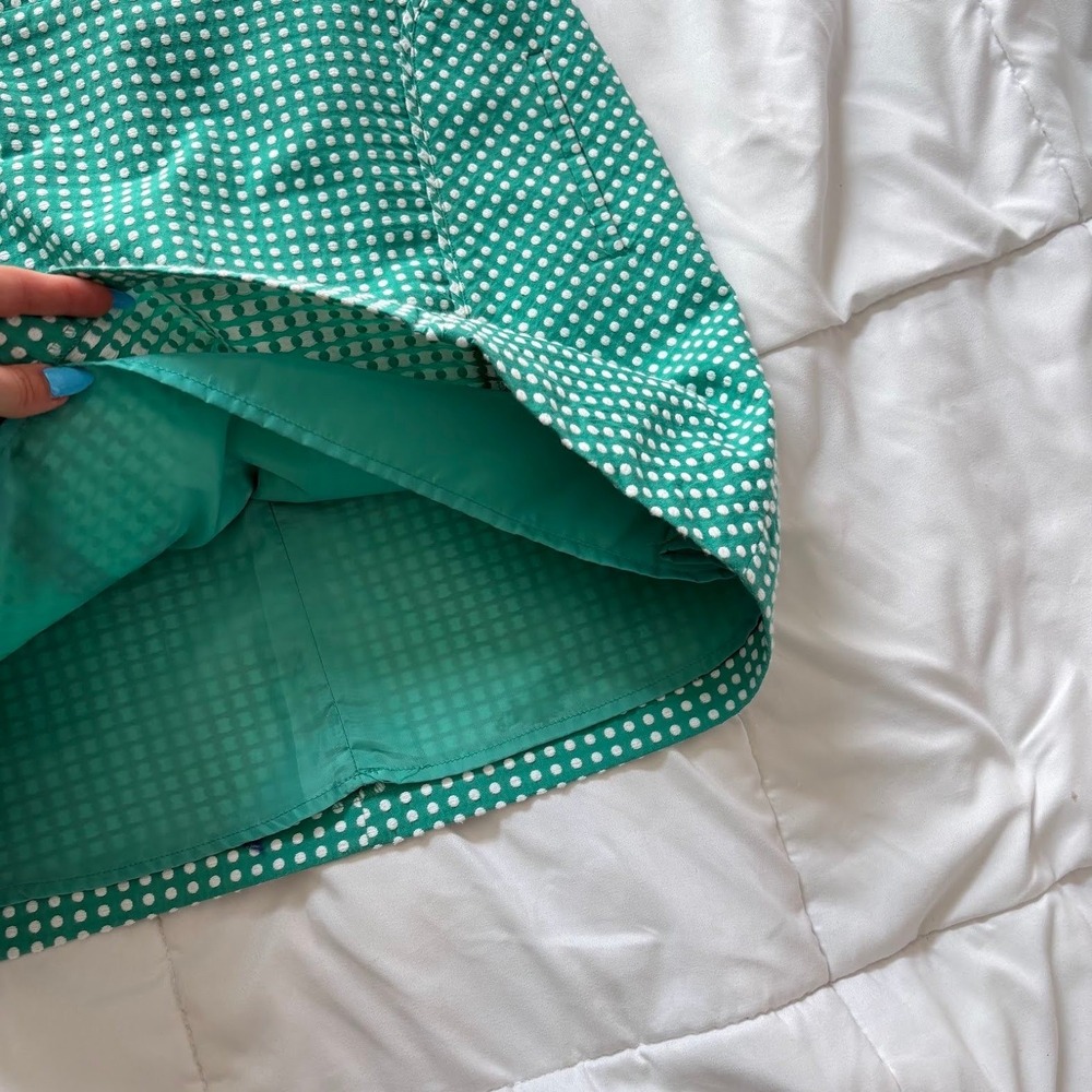 Laundry‎ by Shelli Segal Green Polka Dot Mini Skirt A-Line Pockets Womens 10 - Picture 2 of 9